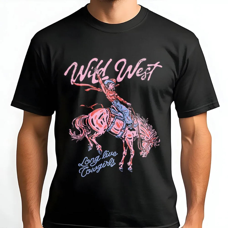 Retro Wild West T-Shirt | Long Live Cowgirls Rodeo Graphic | Premium Comfort Colors® Tee | Country Concert Gift for Her