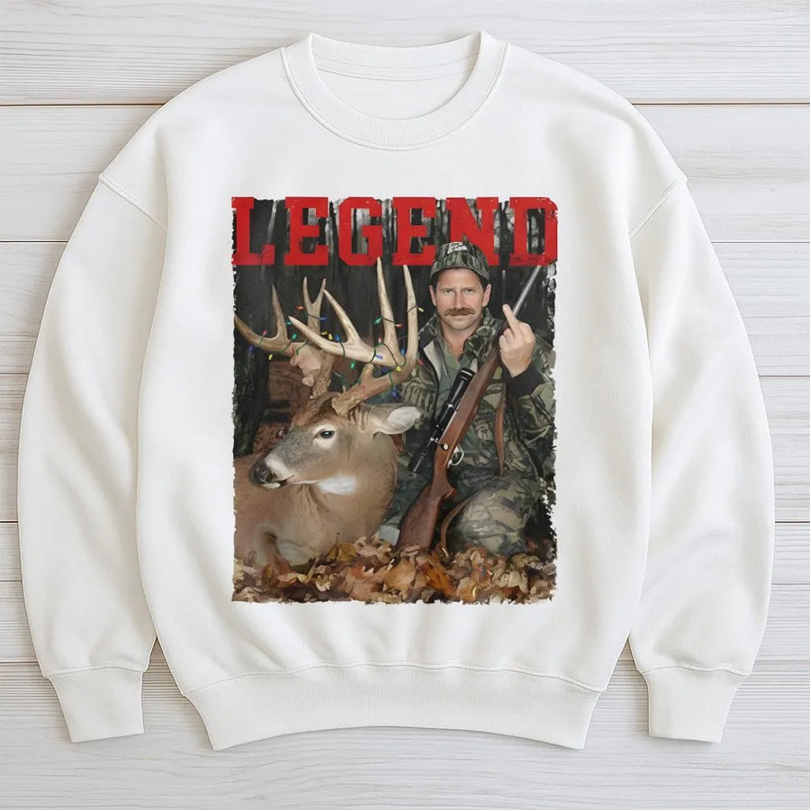 Legend Hunting Deer Sweatshirt | Retro Hunter Graphic Design | Premium Cotton Blend | Funny Outdoorsman Gift for Men and Women