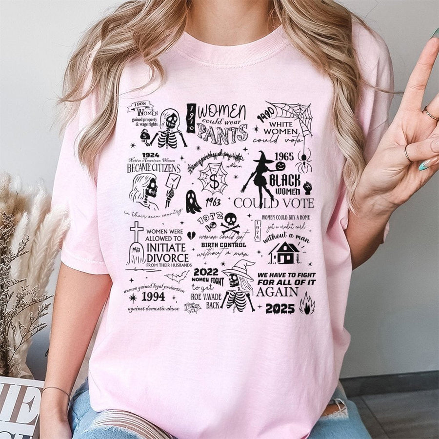Feminist History T-Shirt | Women Empowerment Retro Skeleton Design | 100% Cotton Premium Graphic Tee | Activist Gift For Women Social Justice Rights