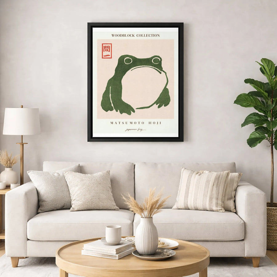 Matsumoto Hoji Frog Wall Art | Vintage Japanese Woodblock Print Style | Premium Gallery Wrap Canvas | Unique Home Decor Gift For Art Lovers