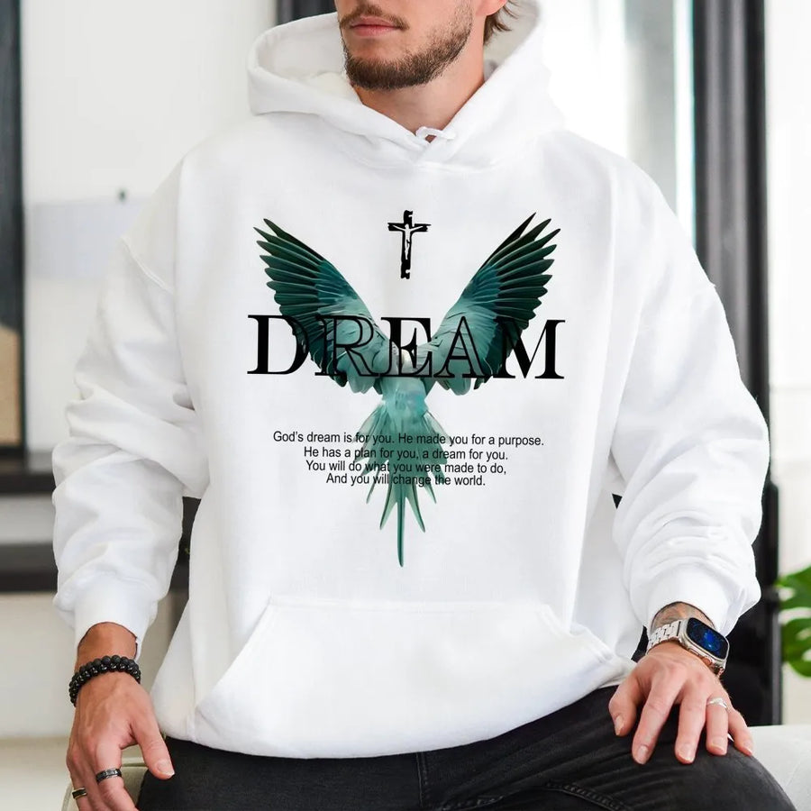 Dream Christian Hoodie | Religious Faith Graphic Sweatshirt | Premium Cotton-Blend | Inspiring Bible Verse Gift for Men and Women