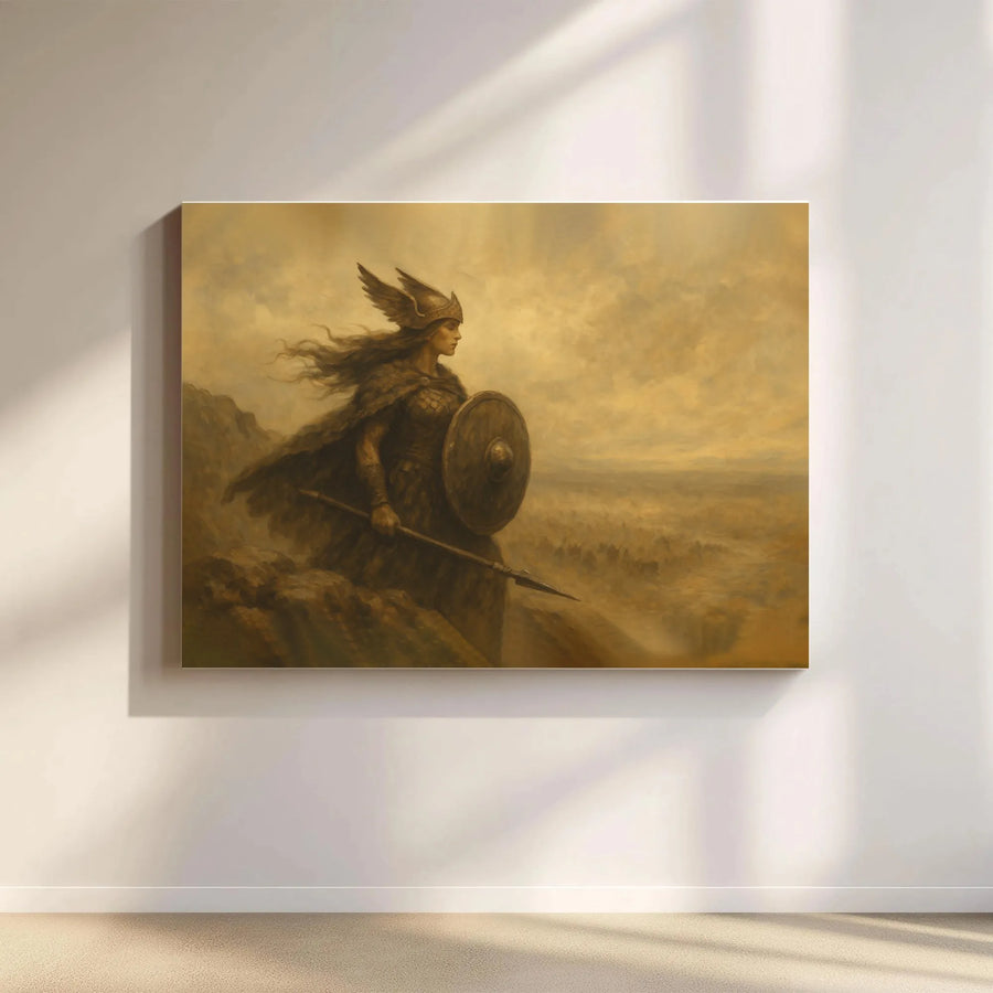 Valkyrie Wall Art Canvas | Norse Warrior Mythological Painting | Premium Gallery Wrap Decor | Gift for Mythology Lovers