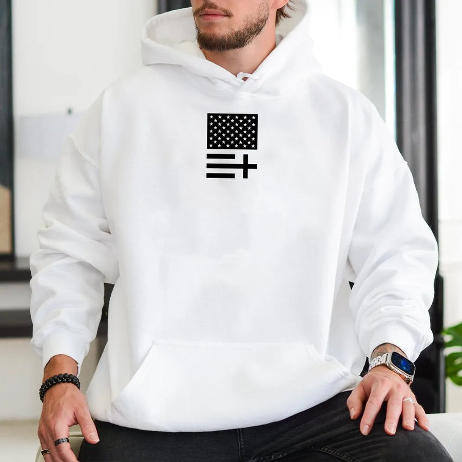 Minimalist American Flag Hoodie | Modern Abstract USA Graphic Sweatshirt | Premium Cotton Blend | Unisex Patriotic Gift