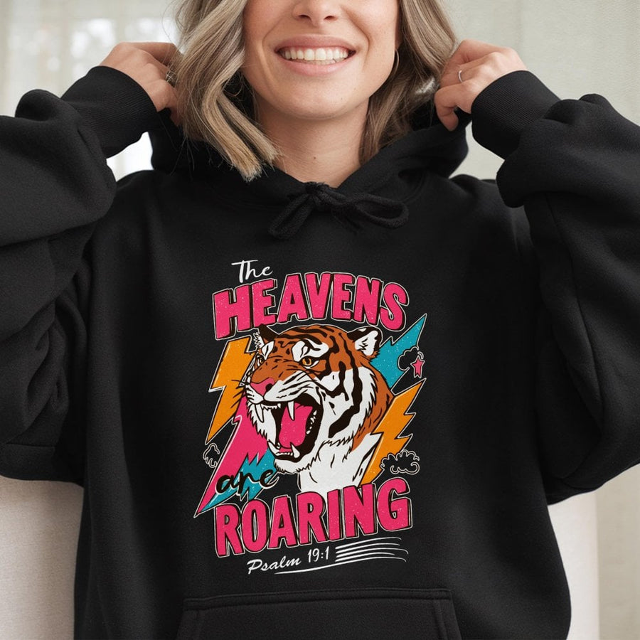 The Heavens Are Roaring Hoodie | Psalm 19:1 Bible Verse Graphic | Premium Cotton Blend | Faith-Based Christian Gift for Men and Women