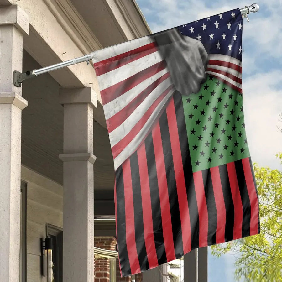 Pan African American Flag House Flag | Symbolic Hand Reveal Design | Weather-Resistant Double Sided Print | Black History Month Yard Decor Gift