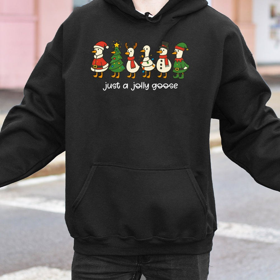 Jolly Goose Christmas Hoodie | Funny Holiday Bird Graphic | Premium Cotton Blend Pullover | Cute Xmas Sweatshirt Gift for Bird Lovers