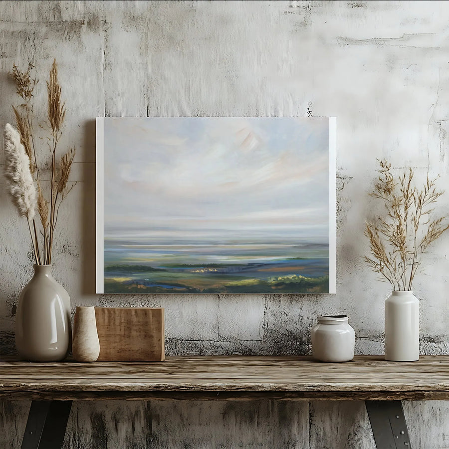 Abstract Coastal Canvas Print | Modern Landscape Painting Wall Art | Premium Gallery Wrapped Canvas | Living Room Decor Gift