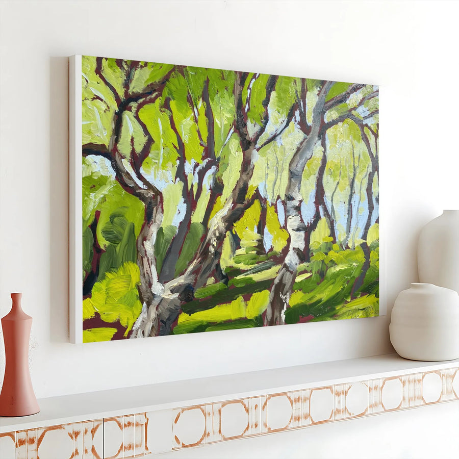 Poplar Forest Canvas Art | Vibrant Spring Landscape Painting Print | Premium Gallery Wrapped Canvas | Modern Living Room Wall Decor