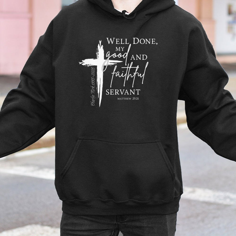 Well Done Good And Faithful Servant Hoodie | Matthew 25:21 Cross Scripture | Premium Cotton-Blend Religious Apparel | Gift For Christian Men Women
