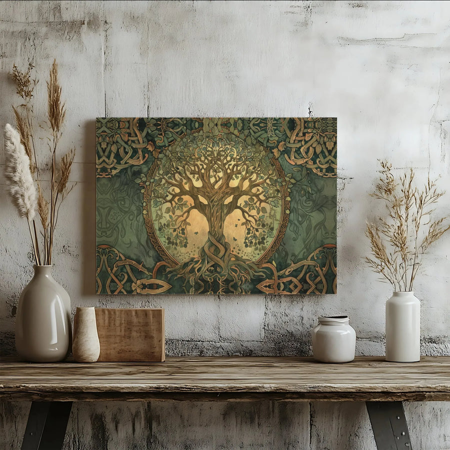 Yggdrasil Tree of Life Canvas Print | Celtic Knotwork Wall Art | Premium 1.25 Inch Gallery Wrap | Spiritual Home Decor Gift