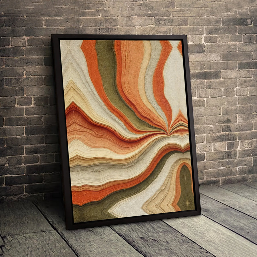 Abstract Wavy Agate Canvas Wall Art | Earthy Tone Modern Marble Design | 1.25" Thick Gallery Profile | Premium Home Decor Gift