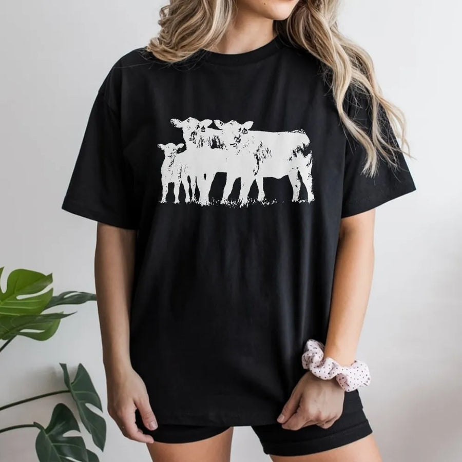 Cow T-Shirt | Western Farm Animal Graphic | Soft Cotton Blend Unisex Pullover | Gift for Farmer & Rancher
