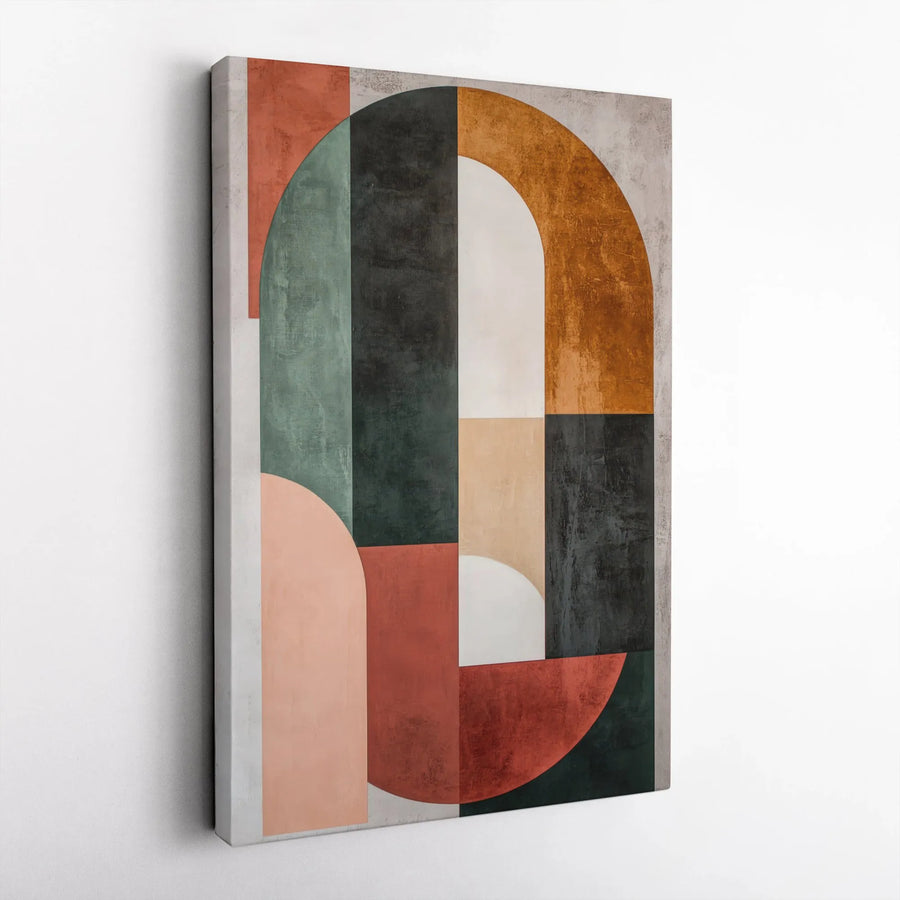 Abstract Geometric Canvas Wall Art | Mid Century Modern Arches | Premium Gallery Wrap Print | Earth Tone Decor for Living Room Office