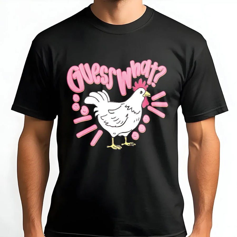 Funny Chicken T-Shirt | Guess What Chicken Butt Joke Graphic | Soft Cotton Blend Unisex Jumper | Gift for Chicken Lover