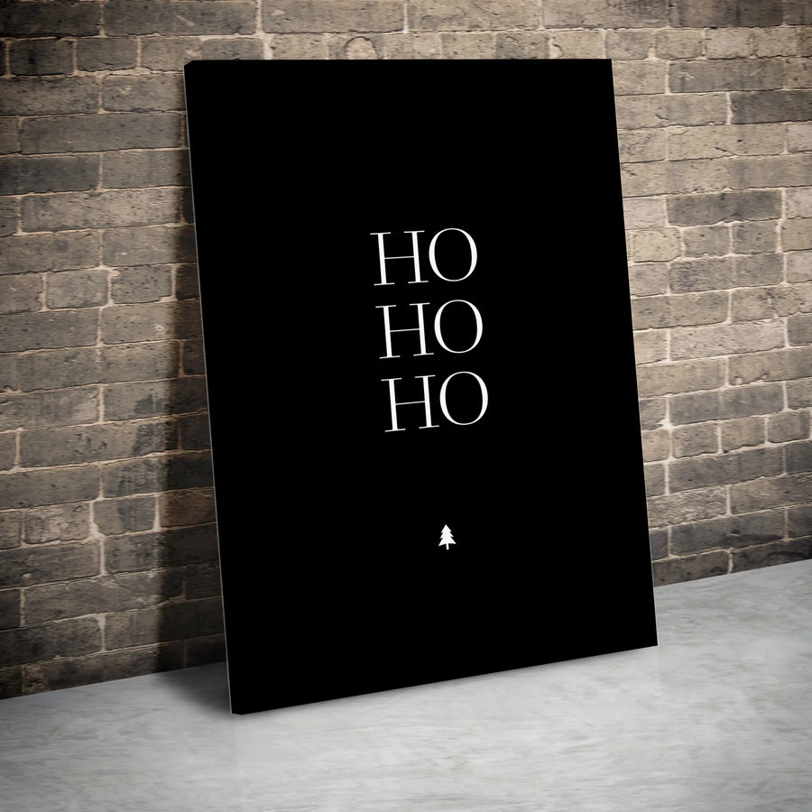 Ho Ho Ho Christmas Canvas Print | Minimalist Black and White Typography | Premium Gallery-Wrapped Wall Art | Modern Holiday Home Decor Gift