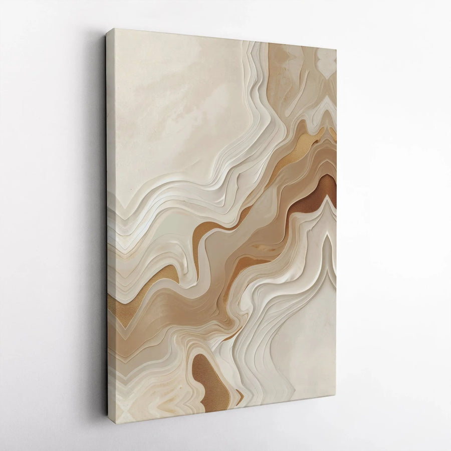 Abstract Canvas Wall Art | 3D Effect Layered Earth Tones | Premium Gallery Wrapped Canvas | Modern Minimalist Home Decor Gift