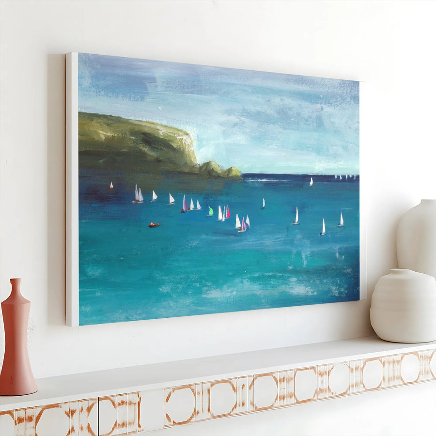 Sailboat Canvas Wall Art | Impressionist Ocean Seascape | Premium Gallery Wrap Canvas | Nautical Wall Decor for Living Room Gift