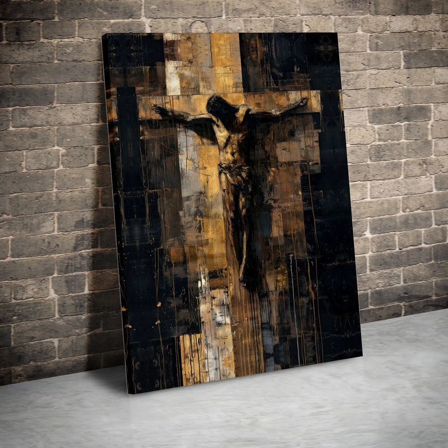 Jesus on the Cross Canvas Art | Modern Abstract Christian Painting | Premium Gallery Wrapped Canvas | Spiritual Religious Wall Decor Gift