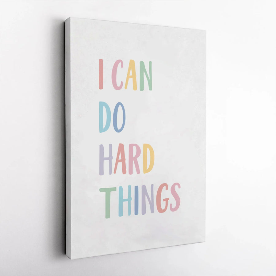 I Can Do Hard Things Wall Art | Pastel Typography Quote Print | Premium 1.25" Gallery Wrapped Canvas | Motivational Office Or Nursery Decor