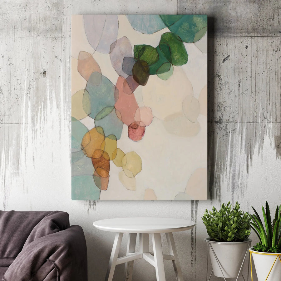 Modern Abstract Canvas Art | Overlapping Organic Shapes Painting | Premium Gallery Wrapped Print | Minimalist Living Room Wall Decor Gift
