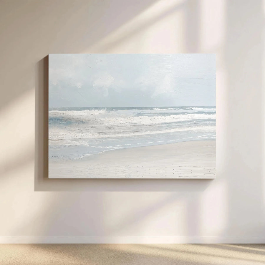 Coastal Beach Canvas Wall Art | Minimalist Textured Seascape Print | Premium Gallery Wrapped Canvas | Modern Living Room Decor Gift