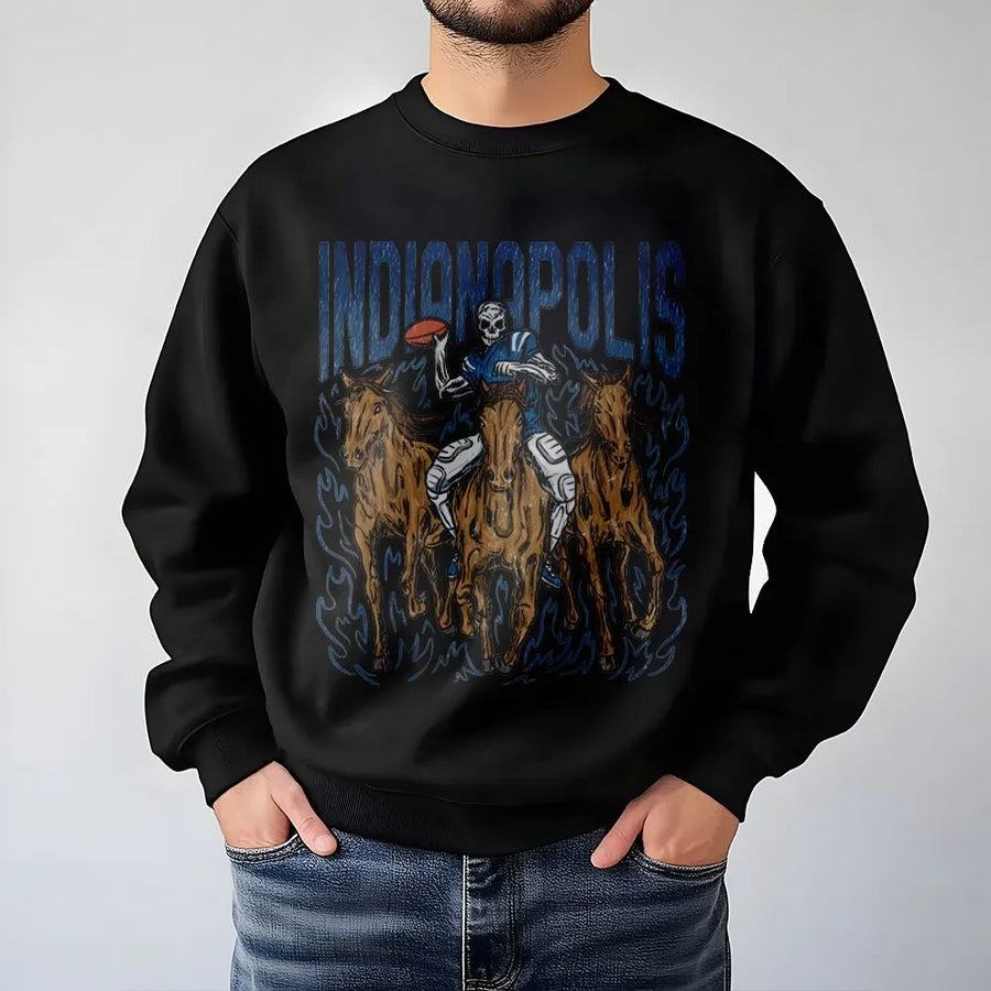Indianapolis Football Sweatshirt | Vintage Style Skeleton Graphic | Premium Cotton Blend | Gift For Football Fan