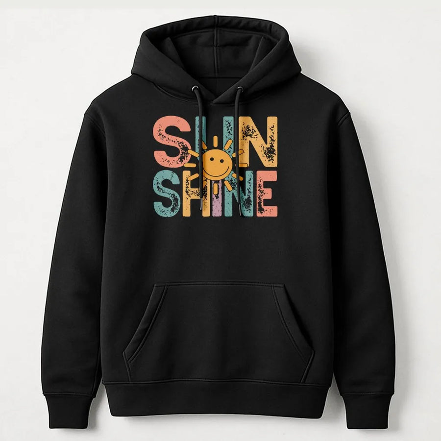 Retro Sunshine Hoodie | Vintage Positive Vibes Graphic Tee | Soft Breathable 100% Cotton | Cute Aesthetic Summer Vacation Gift