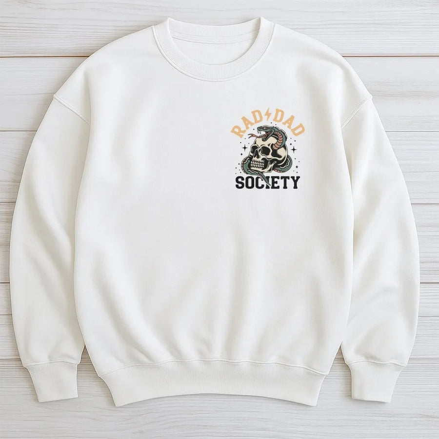 Rad Dad Sweatshirt | Vintage Tattoo Skull & Snake Graphic | Premium Cotton Blend Pullover | Unique Father's Day Gift for Men