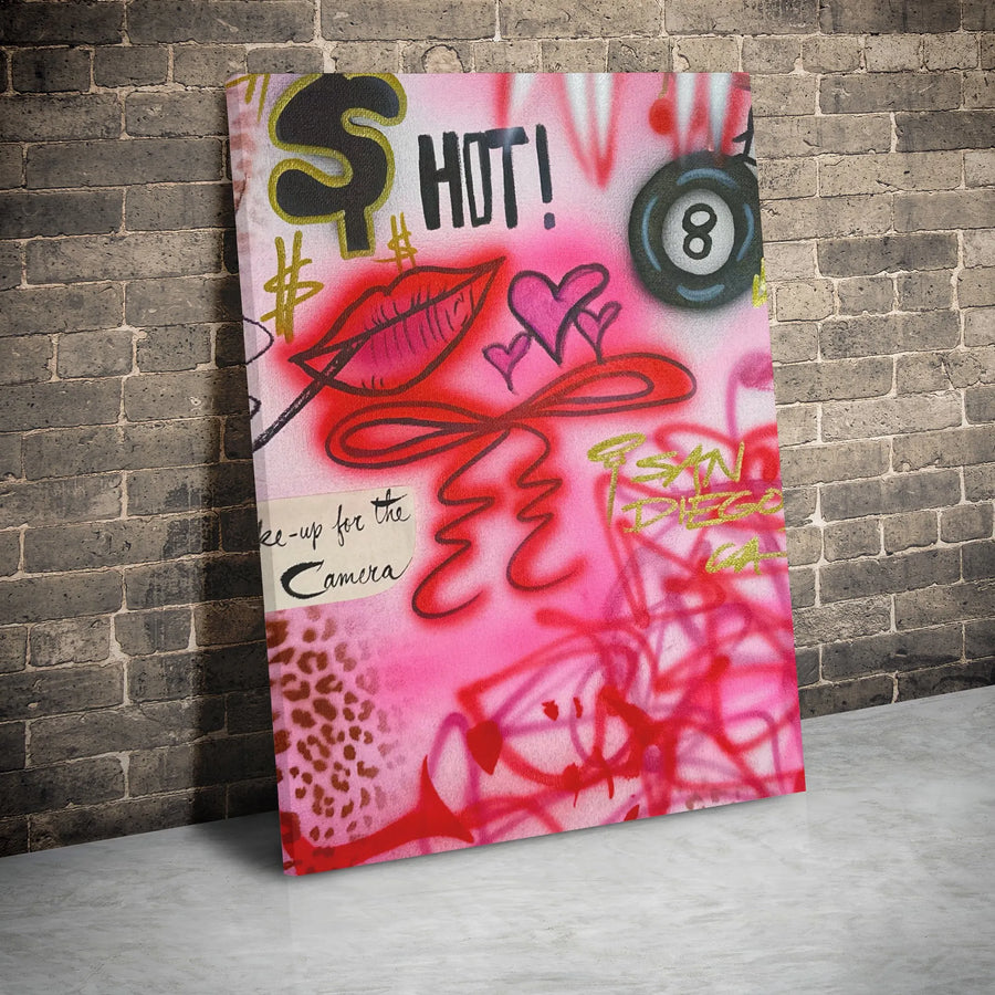 Pink Graffiti Pop Art Canvas | Vibrant Street Style Aesthetic | Premium 1.25-Inch Gallery Wrap | Edgy Home Decor For Apartment Or Studio