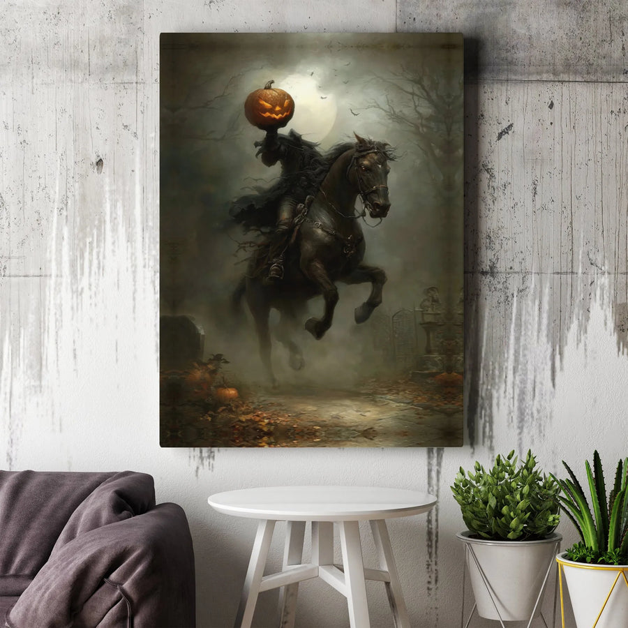 Headless Horseman Canvas Art | Spooky Halloween Legend Print | Premium Gallery-Wrapped Wall Decor | Gothic Home Gift