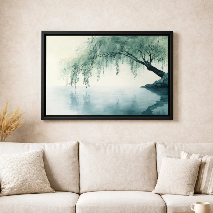 Weeping Willow Canvas Wall Art | Watercolor Lake Landscape Print | Gallery-Quality 1.25-Inch Profile | Serene Home Decor for Living Room