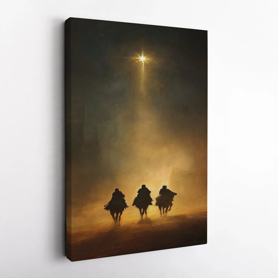 Three Wise Men Canvas Art | Star of Bethlehem Nativity Scene | Gallery-Wrapped Premium Print | Religious Christmas Home Decor Gift