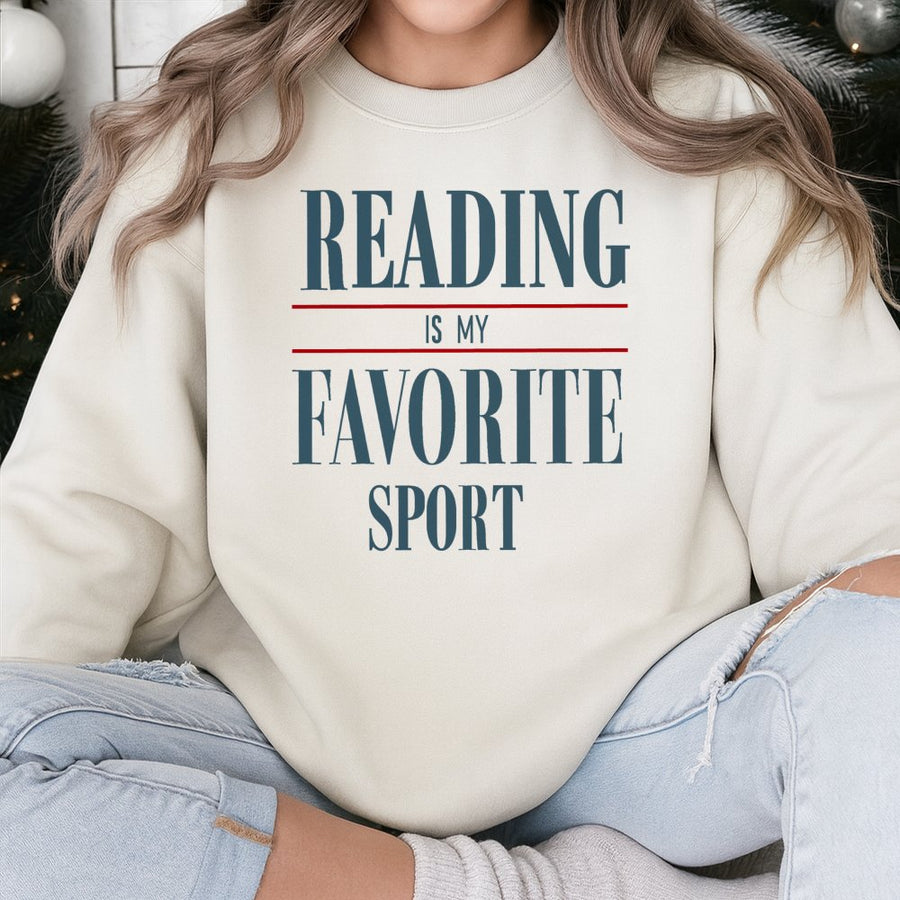 Reading Is My Favorite Sport Sweatshirt | Bookish Graphic Print | Premium Cotton-Poly Blend | Cozy Gift For Book Lovers, Librarians, And Readers