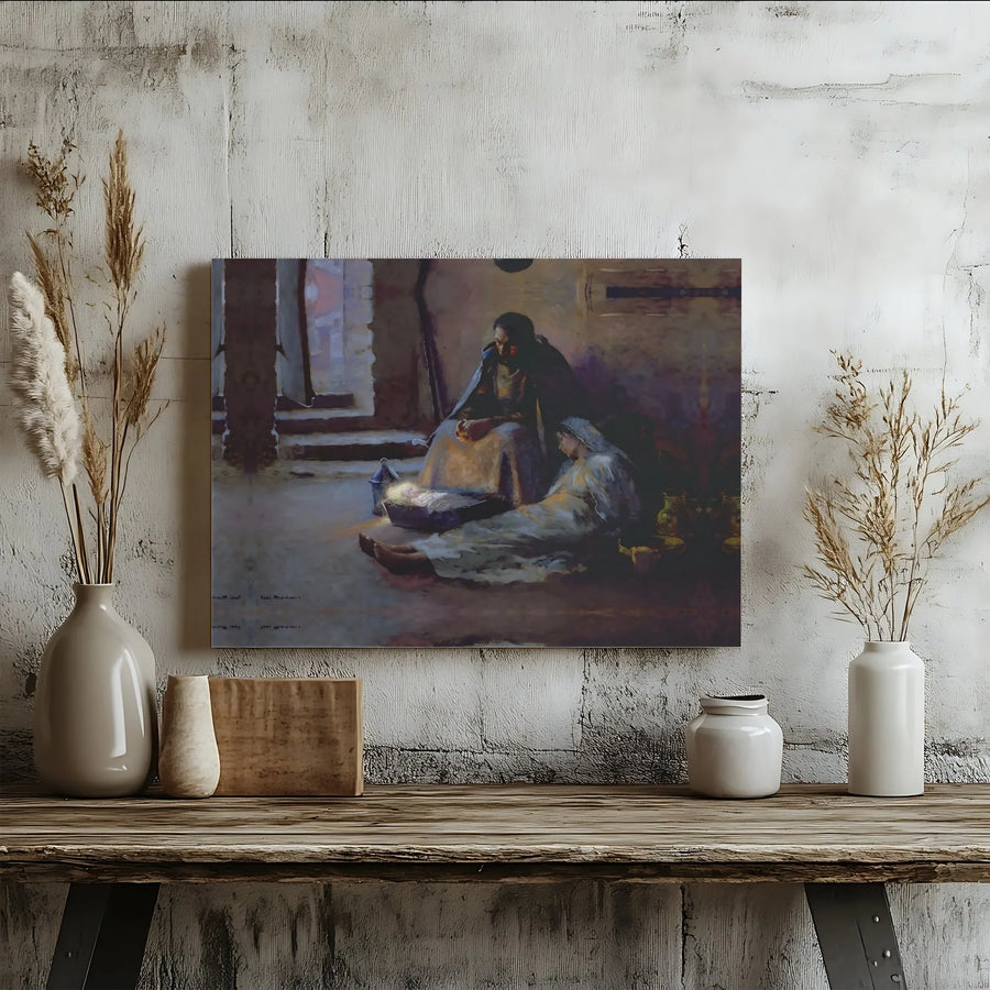 Nativity Scene Canvas Print | Holy Night Religious Wall Art | Premium Gallery Wrap Canvas | Christian Christmas Home Decor Gift