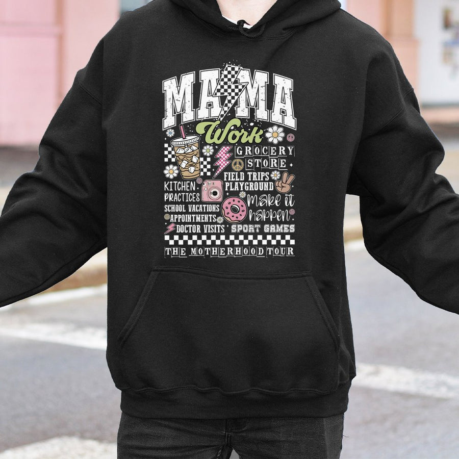 Mama The Motherhood Tour Hoodie | Funny Retro Mom Life Graphic | Soft Cotton-Blend Premium Sweatshirt | Unique Gift for Busy Moms and Mothers