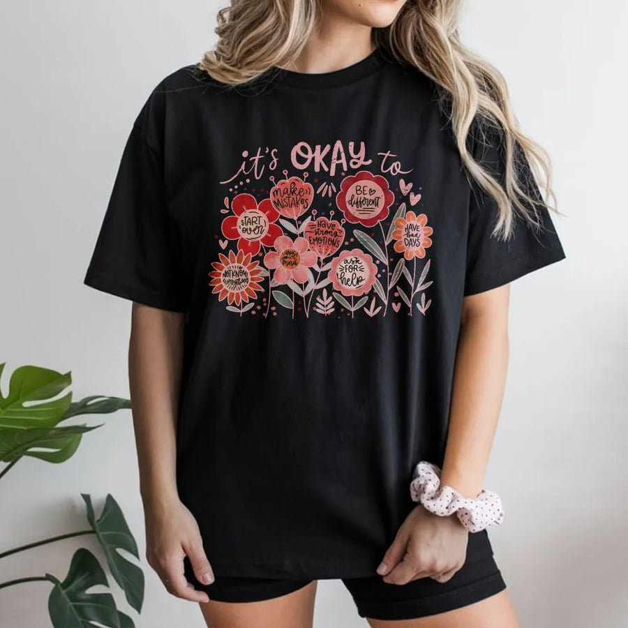 Mental Health Awareness T-Shirt | Inspirational Floral Graphic | Premium Cotton Blend | Self Love Gift for Her