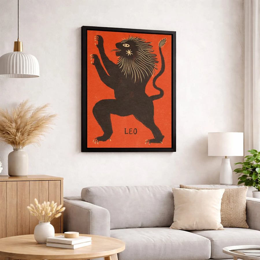 Leo Zodiac Canvas Wall Art | Vintage Rampant Lion Astrology Print | 1.25-Inch Thick Gallery-Quality Decor | Unique Gift for Astrology Lovers