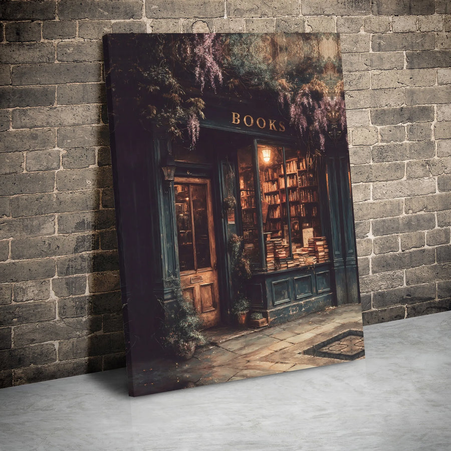 Vintage Bookstore Canvas Print | Dark Academia Aesthetic Wall Art | Premium Gallery Wrap Decor | Gift for Book Lovers and Readers