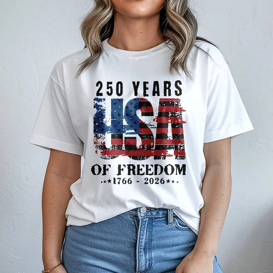 Patriotic 250th Anniversary T-Shirt | Vintage 1776-2026 American Flag Graphic | Premium Cotton Tee | Gift for USA History Buff