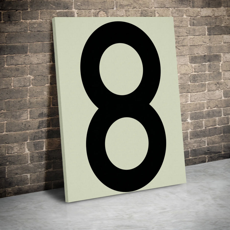 Minimalist Number 8 Vertical Canvas | Bold Black Numeral Print | Premium 1.25” Thick Gallery Wrap | Modern Home & Office Decor Gift