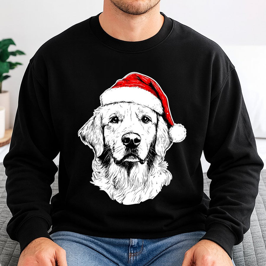 Golden Retriever Sweatshirt | Santa Paws Festive Dog Design | Premium Cotton Blend Unisex Crewneck | Cute Christmas Gift for Dog Lovers