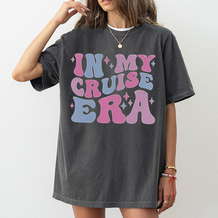 In My Cruise Era T-Shirt | Retro Vacation Aesthetic Graphic | Premium 100% Cotton Tee | Matching Cruise Outfit Gift for Family & Travelers