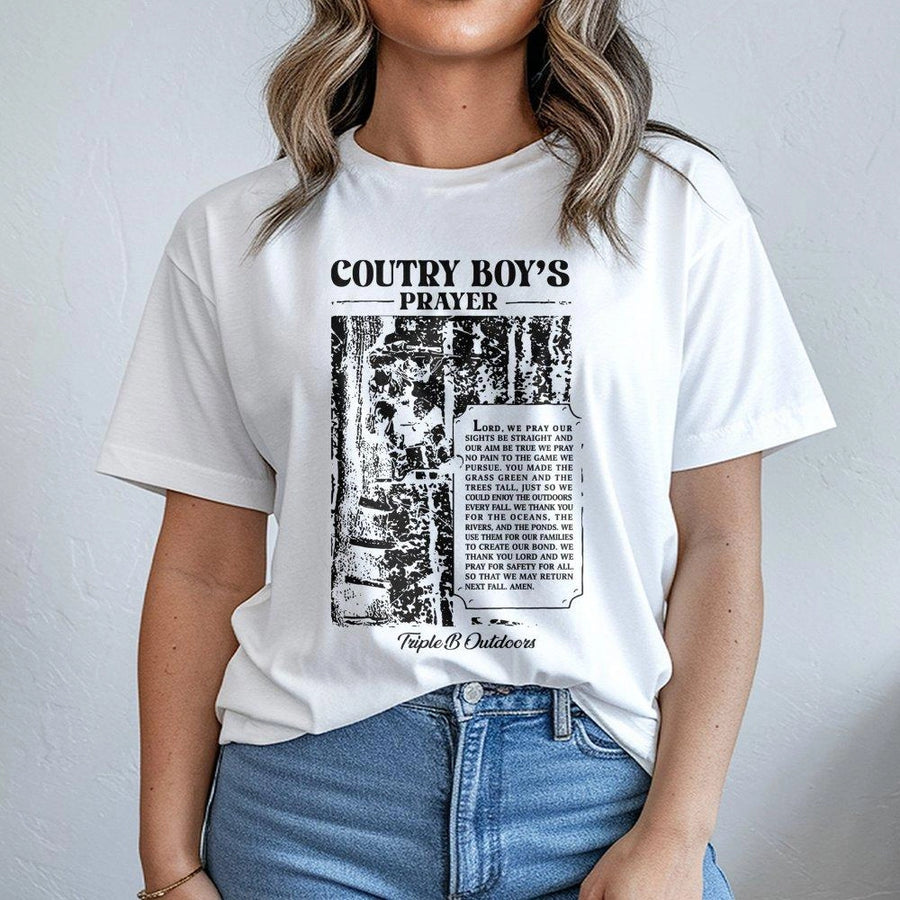 Country Boy Prayer T-Shirt | Hunting Enthusiast Graphic Design | Premium 100% Cotton Tee | Gift for Hunter and Outdoorsman