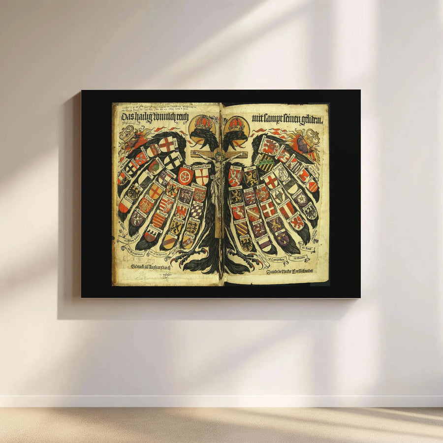Holy Roman Empire Wall Art | Antique Double-Headed Eagle Map Print | Premium Gallery Wrapped Canvas | History Lover Gift