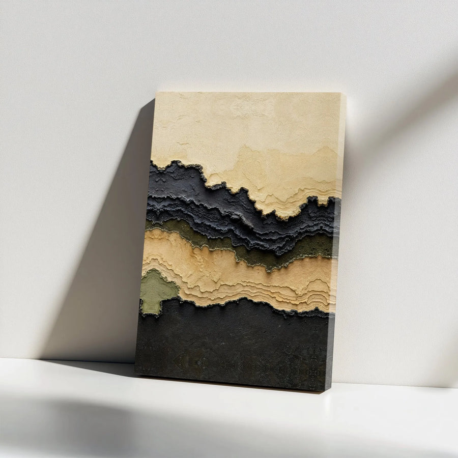 Abstract Textured Canvas Print | Topographic Earth Tones Art | Premium Gallery Wrap | Modern Minimalist Home Decor Gift