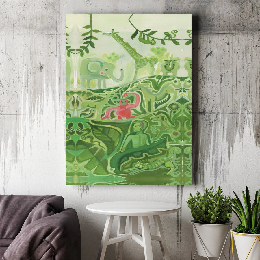 Jungle Animals Wall Art | Abstract Safari Theme Canvas Print | Premium Gallery Wrapped Decor | Nursery or Living Room Gift