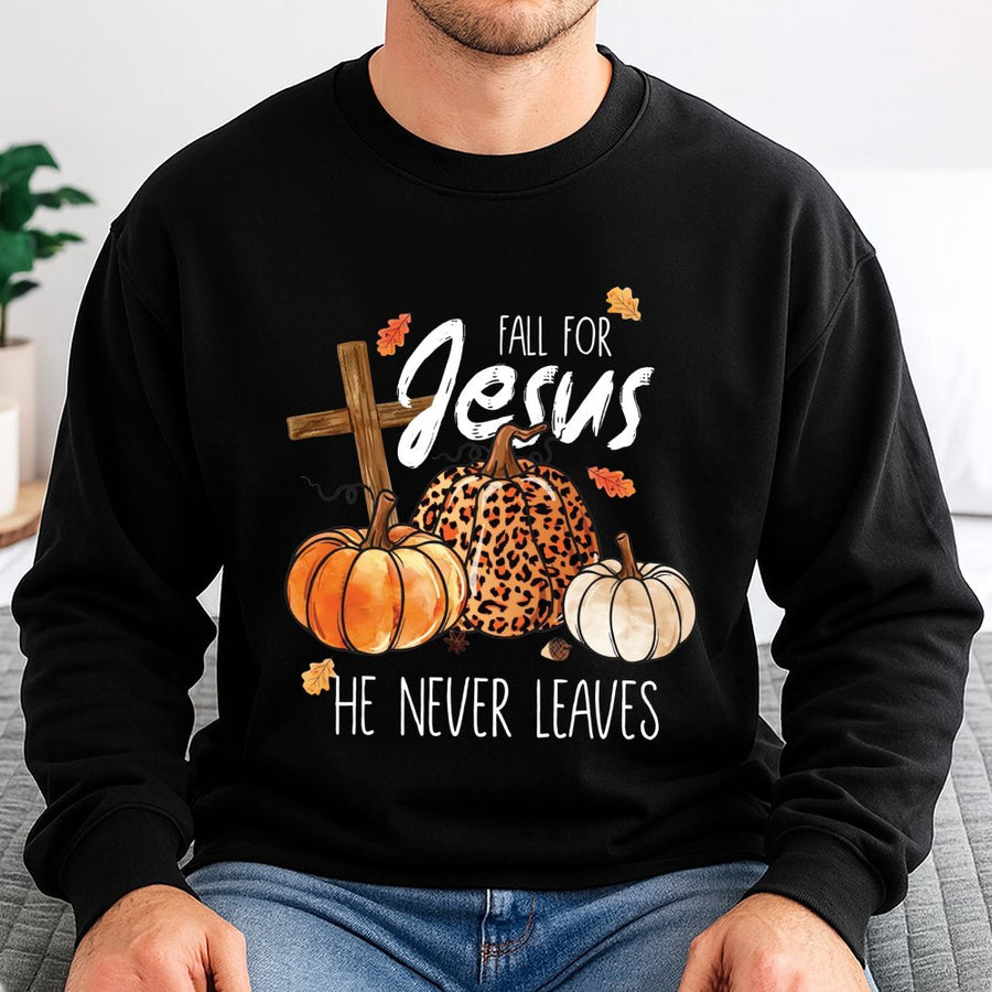Fall For Jesus Sweatshirt | Faith-Based Autumn Pumpkin Design | Premium Cotton-Poly Blend | Christian Fall Gift For Women And Men