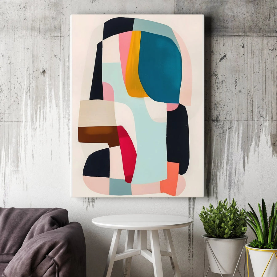 Abstract Canvas Wall Art | Colorful Geometric Collage Design | Premium Thick Gallery Wrap Canvas | Modern Home Decor Gift