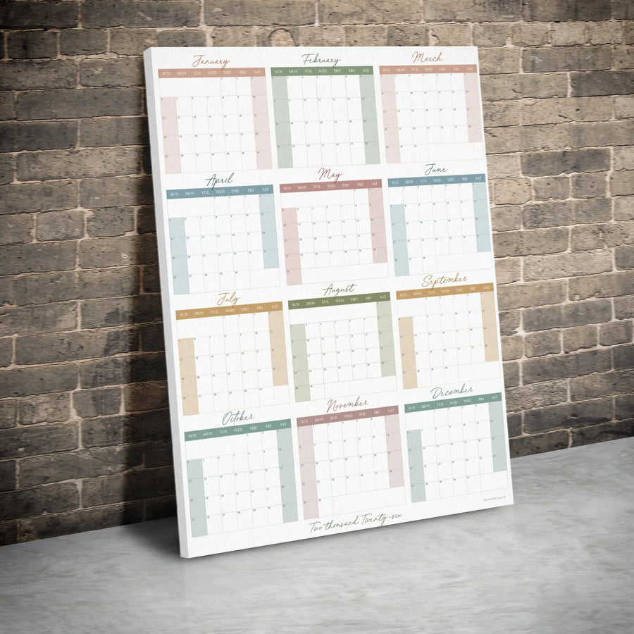 2026 Yearly Calendar Canvas Print | Minimalist Aesthetic Wall Art | Premium Gallery-Quality Canvas | Modern Home & Office Decor Gift