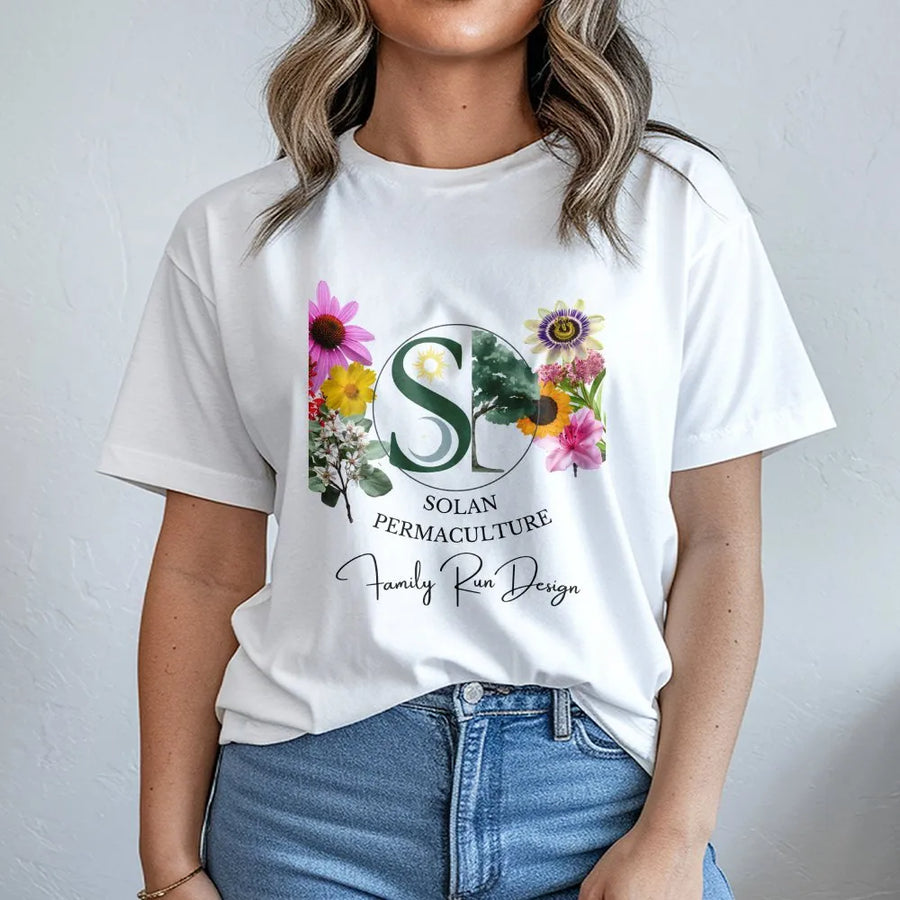 Botanical Garden T-Shirt | Permaculture Wildflower Design | Soft Cotton Unisex Tee | Gift for Homesteader & Nature Lover